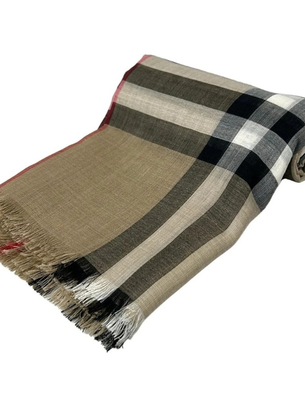 BURBERRY LONDON ENGLAND ADDRESS GNT CHK/Large Square Stole 8035555 Brown Wool